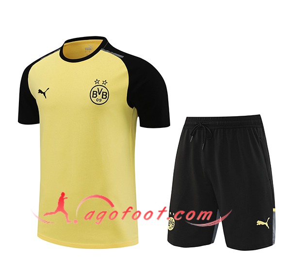 Ensemble Training T-Shirts + Shorts Dortmund Jaune/Noir 2024/2025