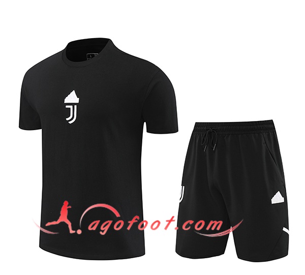 Ensemble Training T-Shirts + Shorts Juventus Noir 2024/2025