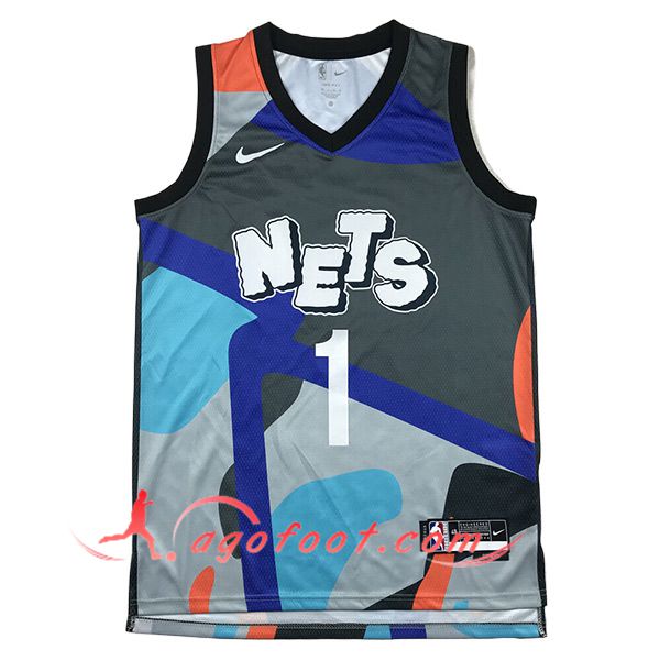 Maillot Brooklyn Nets (BRIDGES #1) 2024/25 Gris/Bleu/Orange