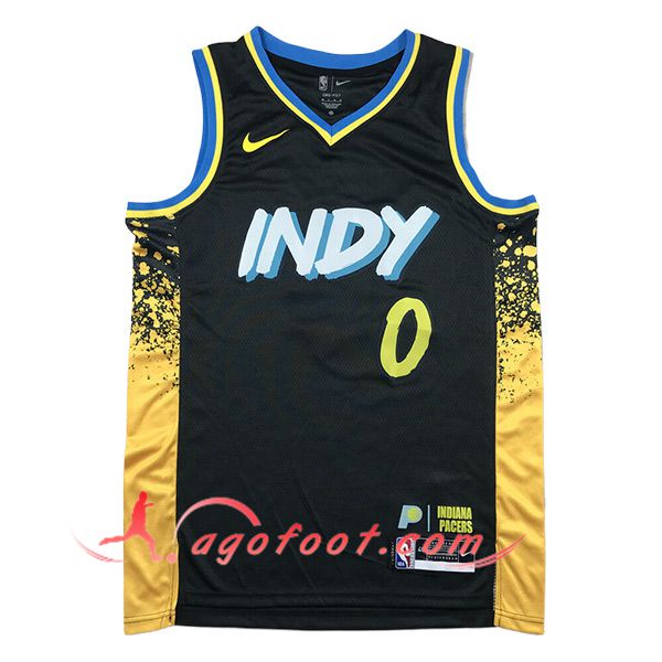 Maillot Indiana Pacers (HALIBURTON #0) 2024/25 Noir/Jaune -02