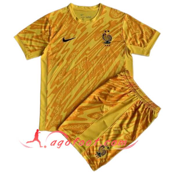 Maillot de Foot France Enfant Gardien de But Jaune UEFA Euro 2024