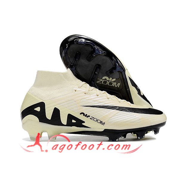 Nike Chaussures de Foot Zoom Superfly 9 Elite MR FG Beige/Noir -02