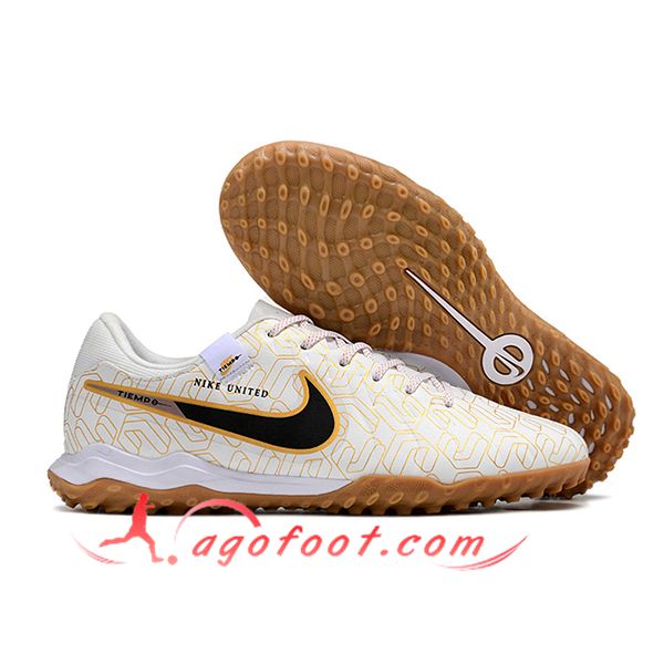 Nike Chaussures de Foot Tiempo Legend X Academy TF Beige/Noir