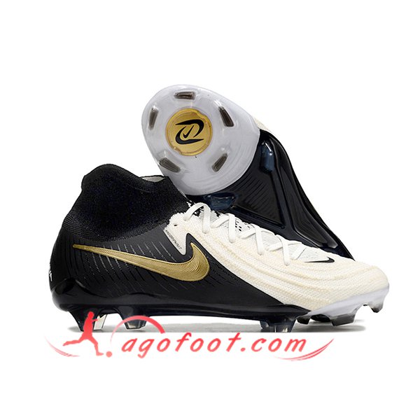 Nike Chaussures de Foot Phantom Luna Elite NU FG Noir/Blanc/Jaune -03