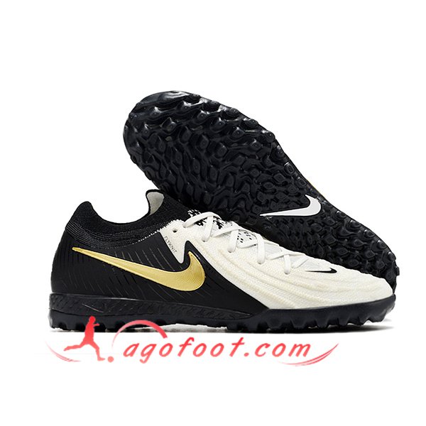 Nike Chaussures de Foot Phantom GX II Elite TF Noir/Blanc/Jaune