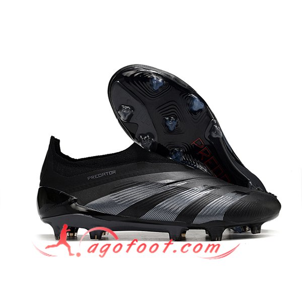 Adidas Chaussures de Foot PREDATOR ELITE LACELESS BOOTS FG Noir/Gris