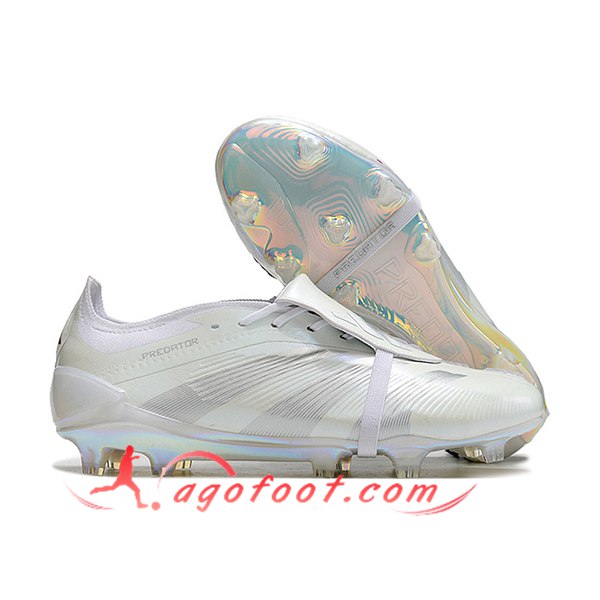 Adidas Chaussures de Foot Predator Elite Tongue FG Blanc/Gris