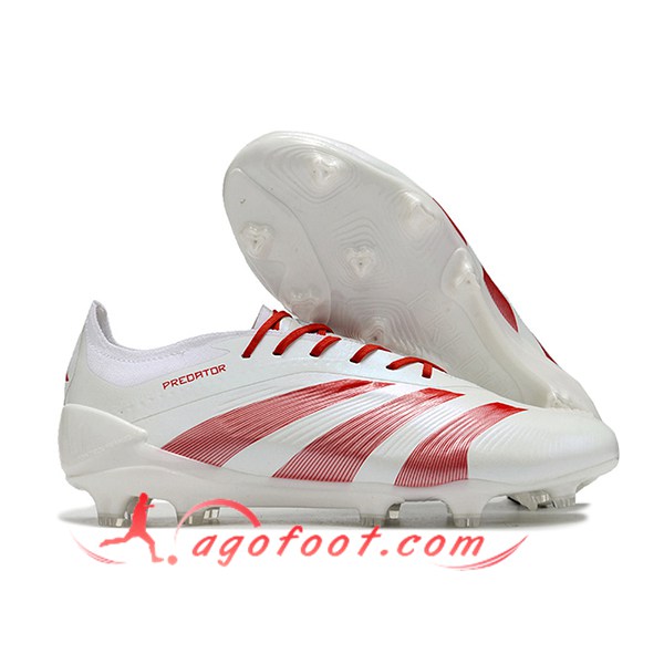Adidas Chaussures de Foot Predator Elite FG Blanc/Rouge