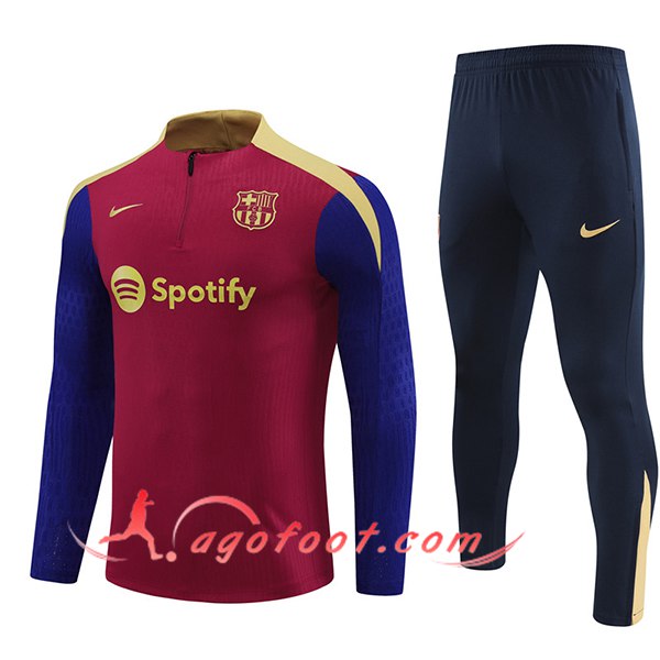 Ensemble Survetement de Foot FC Barcelone Rouge/Bleu 2024/2025