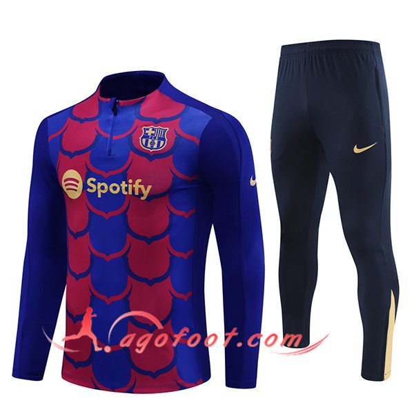 Ensemble Survetement de Foot FC Barcelone Rouge/Bleu 2024/2025 -02