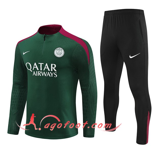 Ensemble Survetement de Foot PSG Vert/Rouge/Noir 2024/2025