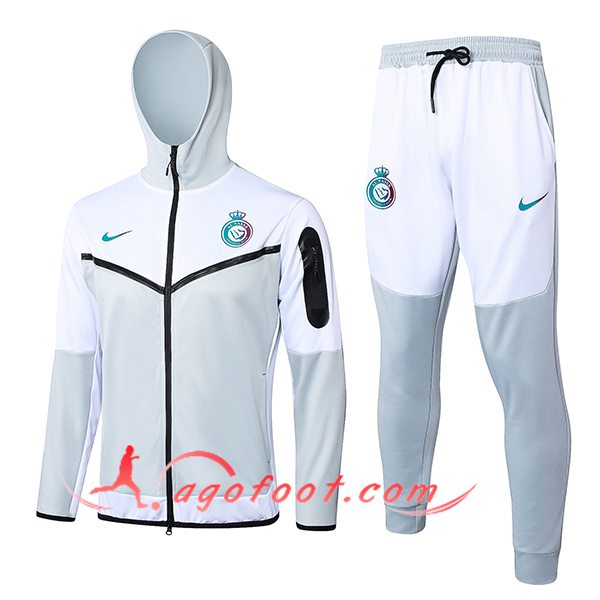 Ensemble Survetement Veste A Capuche Coupe-Vent Al-Nassr FC Blanc/Gris 2024/2025