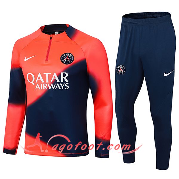 Ensemble Survetement de Foot PSG Orange/Bleu 2024/2025