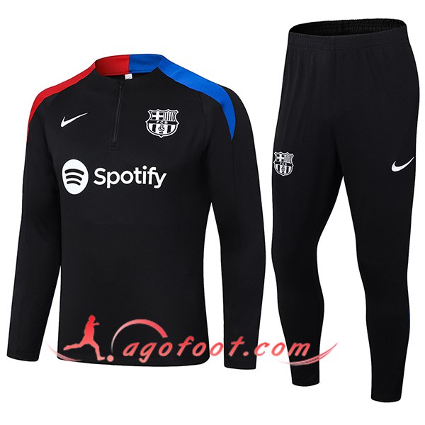 Ensemble Survetement de Foot FC Barcelone Noir/Bleu/Rouge 2024/2025