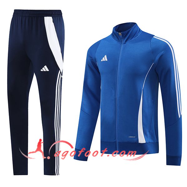 Ensemble Survetement de Foot Veste Foot Adidas Bleu/Blanc 2024/2025