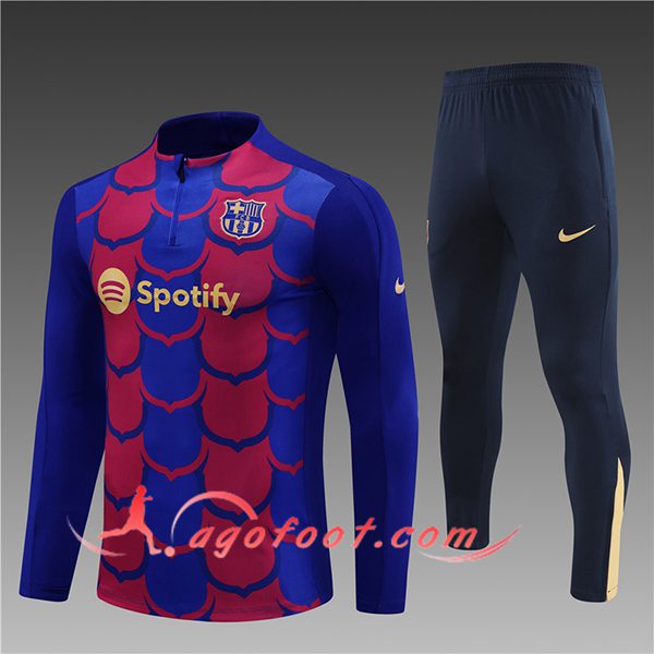 Ensemble Survetement de Foot FC Barcelone Enfant Rouge/Bleu 2024/2025 -02
