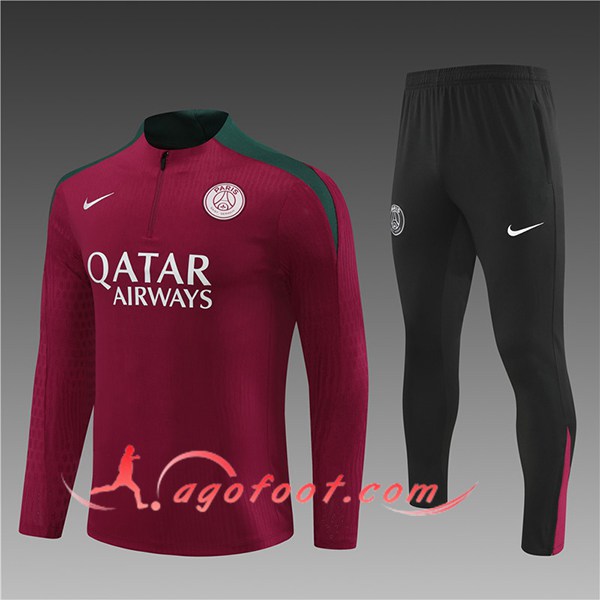 Ensemble Survetement de Foot PSG Enfant Rouge/Vert/Noir 2024/2025