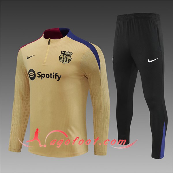 Ensemble Survetement de Foot FC Barcelone Enfant Jaune/Noir 2024/2025