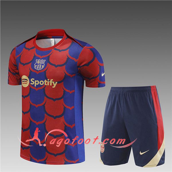 Ensemble Training T-Shirts + Shorts FC Barcelone Enfant Rouge/Bleu 2024/2025