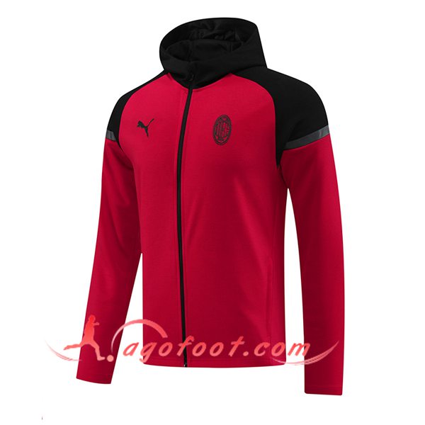Veste A Capuche Milan AC Rouge/Noir 2024/2025