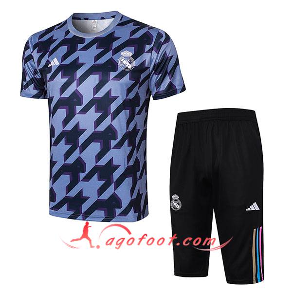Ensemble Training T-Shirts + Shorts Real Madrid Noir/Pourpre 2024/2025