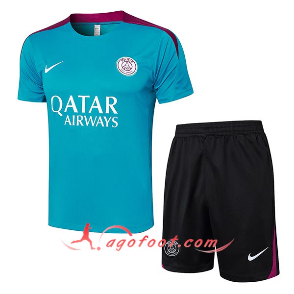 Ensemble Training T-Shirts + Shorts PSG Vert/Pourpre 2024/2025