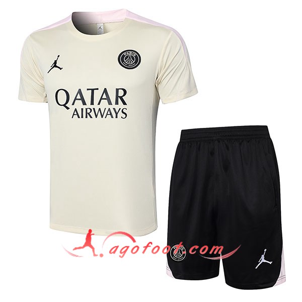 Ensemble Training T-Shirts + Shorts PSG Beige 2024/2025