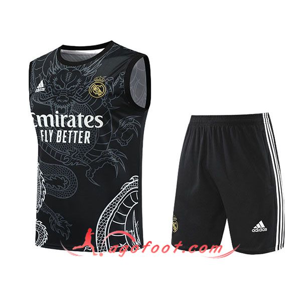 Ensemble Training Debardeur + Shorts Real Madrid Noir/Gris/Blanc 2024/2025