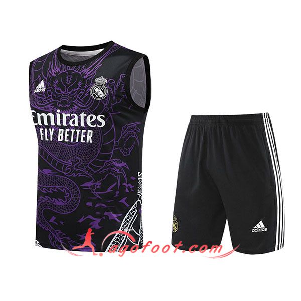 Ensemble Training Debardeur + Shorts Real Madrid Pourpre/Noir 2024/2025