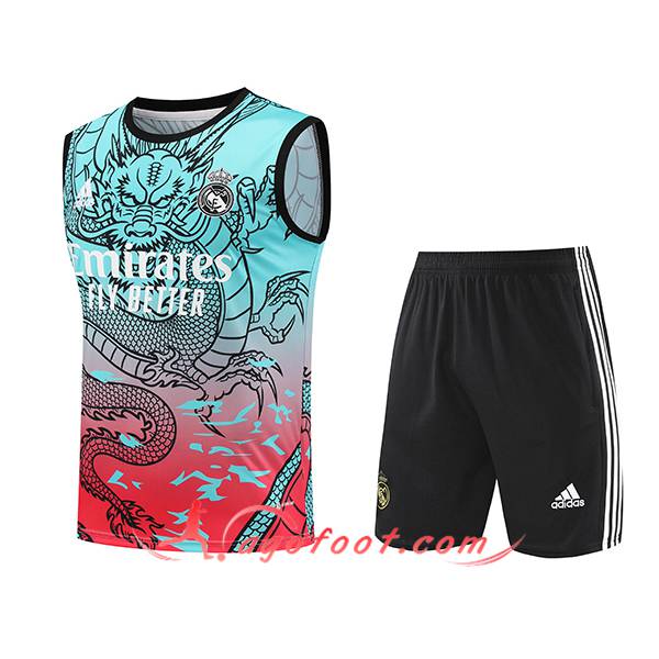 Ensemble Training Debardeur + Shorts Real Madrid Vert/Rouge 2024/2025