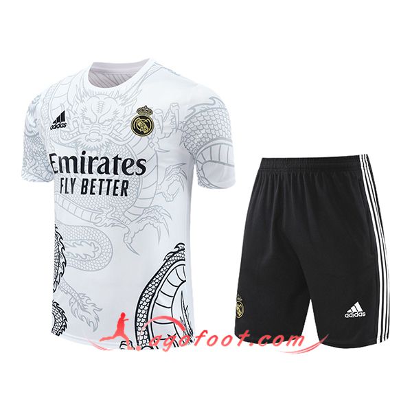 Ensemble Training T-Shirts + Shorts Real Madrid Blanc/Noir 2024/2025 -02