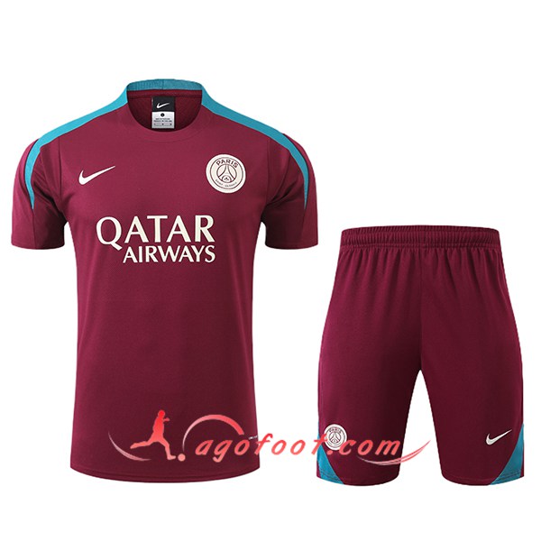 Ensemble Training T-Shirts + Shorts PSG Pourpre 2024/2025