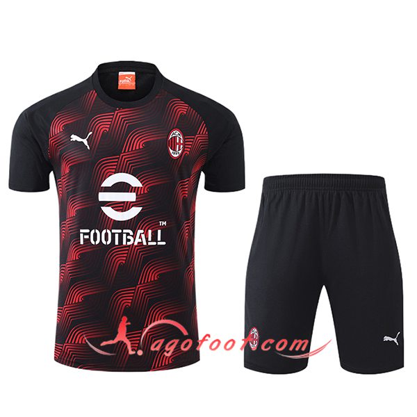 Ensemble Training T-Shirts + Shorts Milan AC Noir/Rouge 2024/2025 -02