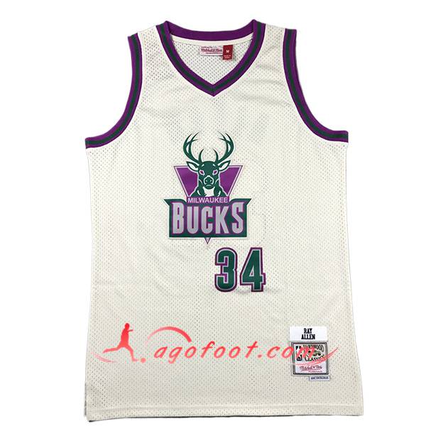 Maillot Milwaukee Bucks (ALLEN #34) 2024/25 Blanc/Pourpre/Vert