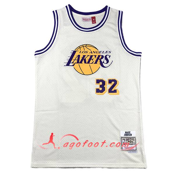 Maillot Los Angeles Lakers (JOHNSON #32) 2024/25 Blanc/Jaune/Pourpre