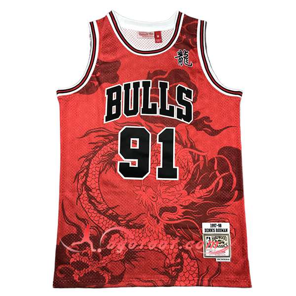 Maillot Chicago Bulls (RODMAN #91) 2024/25 Rouge/Noir