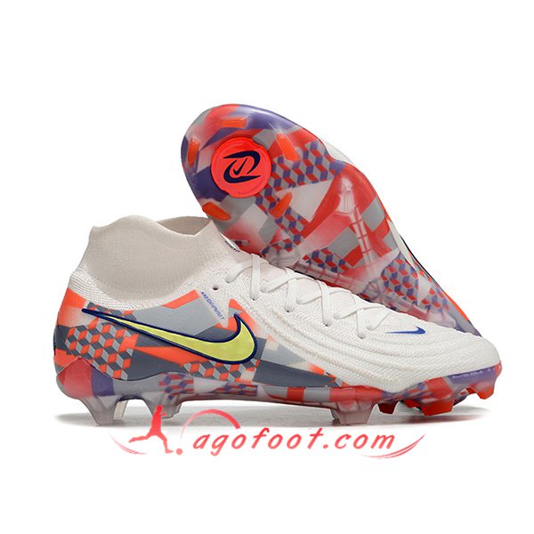Nike Chaussures de Foot Phantom Luna Elite NU FG Blanc/Gris/Orange