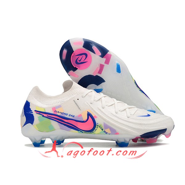 Nike Chaussures de Foot Phantom Luna Elite NU FG Blanc/Rose/Bleu -02