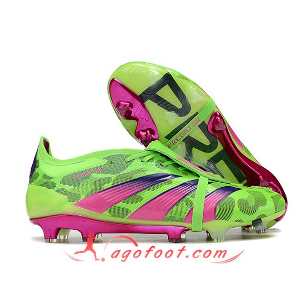 Adidas Chaussures de Foot Predator Elite Tongue FG Vert/Pourpre/Gris