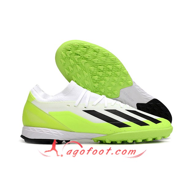 Adidas Chaussures de Foot X CRAZYFAST.3 TF BOOTS Blanc/Noir/Vert