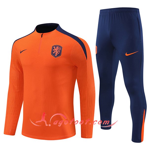 Ensemble Survetement de Foot Pays-Bas Orange/Bleu 2024/2025