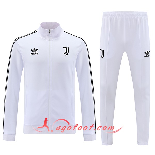 Ensemble Survetement de Foot Veste Foot juventus Blanc/Noir 2024/2025