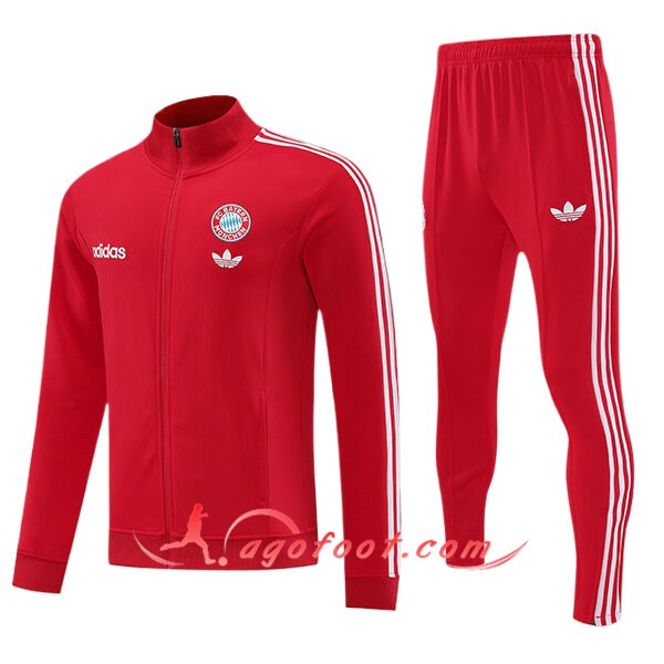 Ensemble Survetement de Foot Veste Foot Bayern Munich Rouge 2024/2025