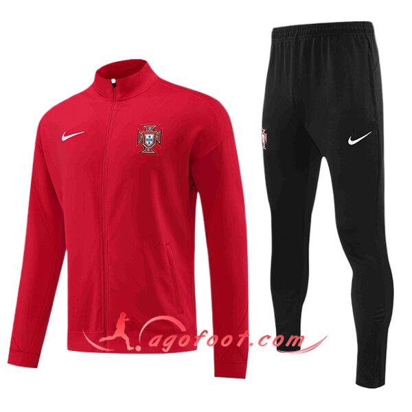 Ensemble Survetement de Foot Veste Foot Portugal Rouge 2024/2025