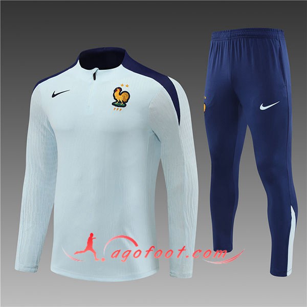 Ensemble Survetement de Foot France Enfant Bleu Clair 2024/2025