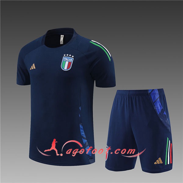 Ensemble Training T-Shirts + Shorts Italie Enfant Bleu 2024/2025