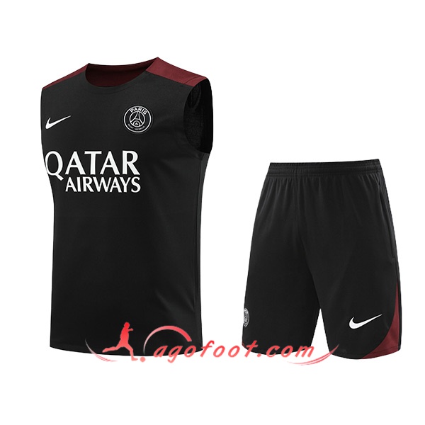 Ensemble Training Debardeur PSG Noir/Rouge 2024/2025