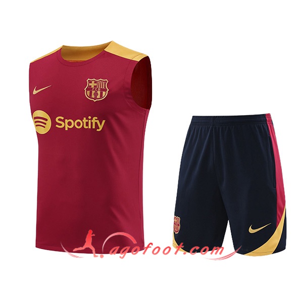 Ensemble Training Debardeur FC Barcelone Rouge/Jaune 2024/2025
