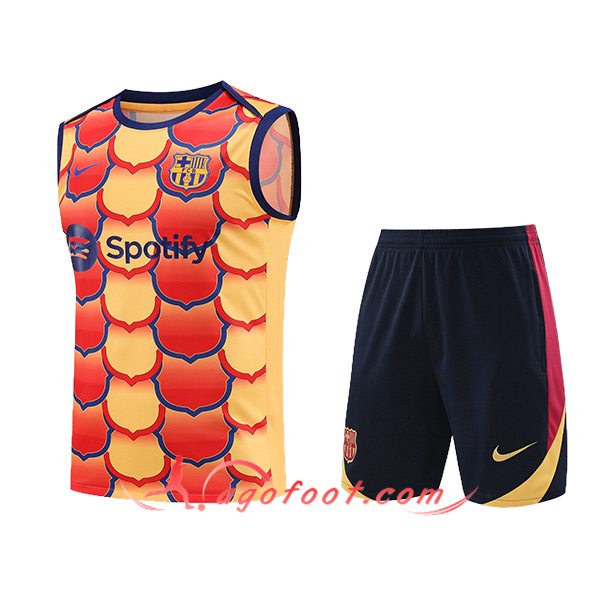 Ensemble Training Debardeur FC Barcelone Orange/Rouge 2024/2025
