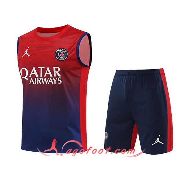 Ensemble Training Debardeur PSG Rouge/Bleu 2024/2025